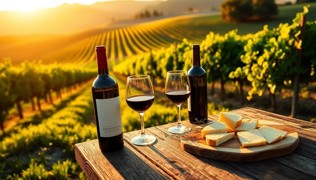 Experience the serene landscape of Sacramento Wineries with grapevines and wine tasting setup.