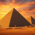 Captivating view of the Great Pyramid of Giza highlighting the details of piraminds architecture.