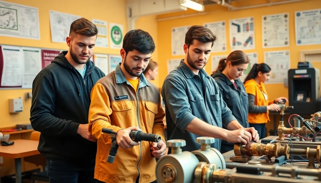 Students learning practical skills at trade schools in Southern California, showcasing diverse hands-on training.