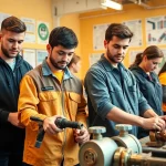 Students learning practical skills at trade schools in Southern California, showcasing diverse hands-on training.