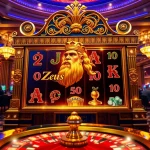 Rasakan sensasi Slot Zeus dengan visual kasino yang berwarna cerah dan elemen permainan ikonik.