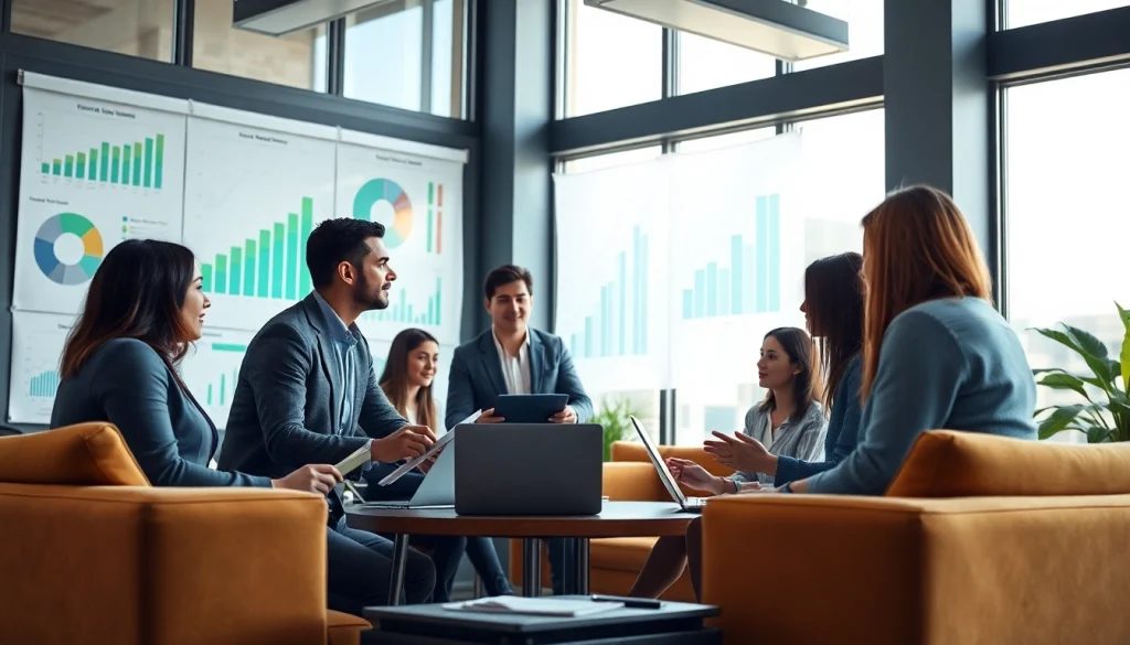 Generate effective business growth insights with a dynamic team discussion in a modern office.