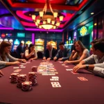 Exciting casino moment at Haywin showcasing a professional poker table setup with vibrant colors and lively players.