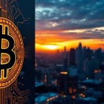 Dynamic visualization of bitcoin price usd displayed prominently alongside a graph showing upward trends.
