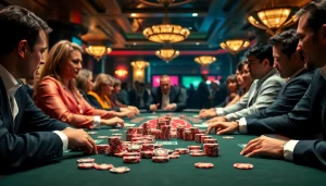 qq8821 pemain aktif di meja judi yang mewah dengan chip berkilau