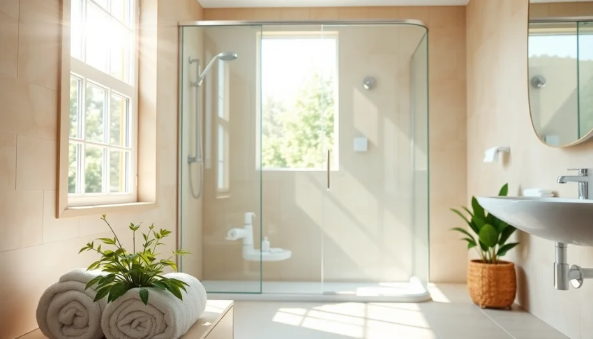 Transform your bathing experience with a refreshing sunny shower in a tranquil bathroom.