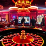 Para pemain menikmati permainan slot Mahjong Ways 2 di lingkungan kasino mewah.