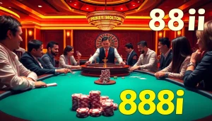 Experience the thrill of gambling at 88i with players at a vibrant casino table.