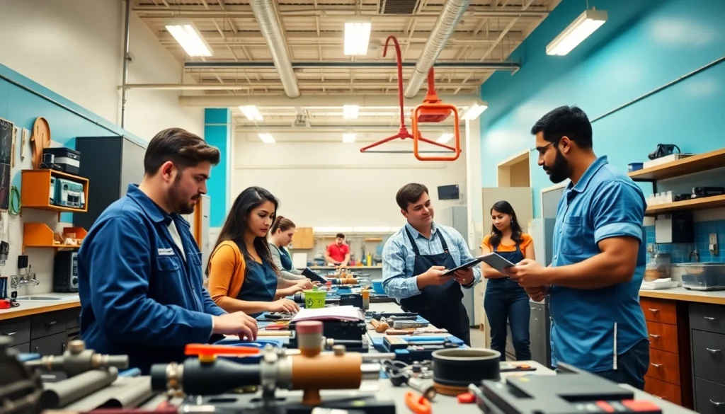 Students exploring opportunities at a Trade School Tennessee, showcasing trade skills and collaboration.