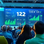 Engaging speaker discussing das 142 at a high-tech conference with an attentive audience.
