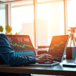 Acheter bitcoin via an advanced digital currency trading platform in a modern office setting.