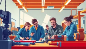Students collaborating at a Trade School In Tennessee, showcasing hands-on learning in a vibrant classroom setting.