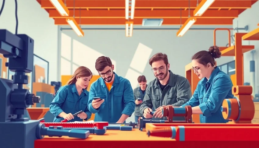 Students collaborating at a Trade School In Tennessee, showcasing hands-on learning in a vibrant classroom setting.