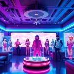 Immersive virtual reality scene featuring customizable nsfw characters in a modern lounge.