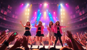 Engaging BLACKPINK news with dynamic live performance in front of a cheering crowd.