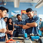 Students learn vocational skills at trade schools in Hawaii, showcasing practical training.