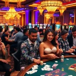 Players winning big on Mahjong Ways 2 slots in a lively casino setting.