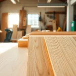 Showcase quality hardwood veneer sheets with distinctive textures in an artisan workshop setting.