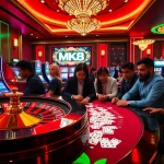 Players engaging in a thrilling MK8 casino experience with vibrant roulette and slot machines.
