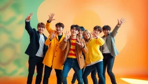 Bts members posing vibrantly, showcasing their dynamic personalities and styles.