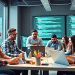Dynamic collaboration of a web development company team creating innovative solutions.