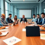 Discussing the advantages of a luxembourg holding company in a modern office.
