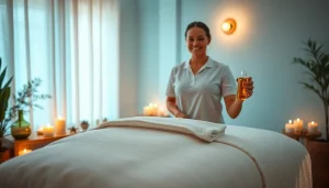 전문 마사지 치료사가 편안함을 제공할 준비가 된 오산출장마사지의 편안한 모습.