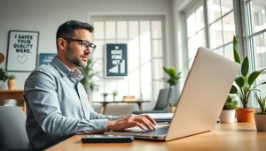 Engaging in remote quality assurance jobs, a specialist works in a modern home office.