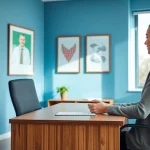 Private GP consultation in a bright clinic with a professional and attentive doctor.