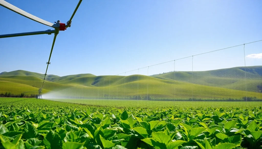 Enhance land irrigation systems with efficient techniques in a vibrant farm setting.