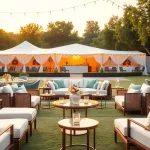 Transform your events with our stunning Event Furniture Rentals, featuring stylish designs in a serene setting.