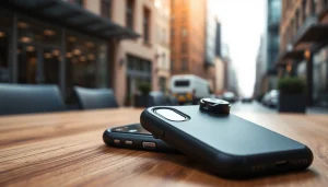 Handy Tasche abschließbar – eleganter und sicherer Handyhülle mit Schloss auf Holzuntergrund.