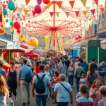 Engaging fun fair rides for hire Newcastle at a lively carnival atmosphere filled with families.