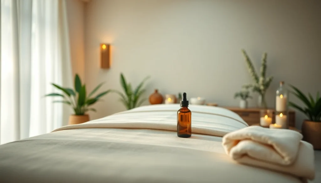 우아한 장식과 차분한 분위기의 스웨디시 마사지 설정