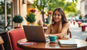 Engaging scene of a young woman at a café, illustrating content in the UK Lifestyle Blog context.
