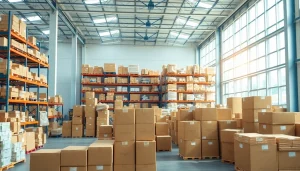 Find a well-organized warehouse near me with efficient storage solutions and bright natural lighting.
