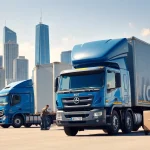 Efficient province to province movers transporting boxes in an urban setting.