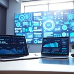 Showcasing ai tools on a futuristic workspace, highlighting innovative technology.