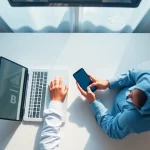 Visual representation of file sharing in action on modern devices, emphasizing connectivity and ease of use.