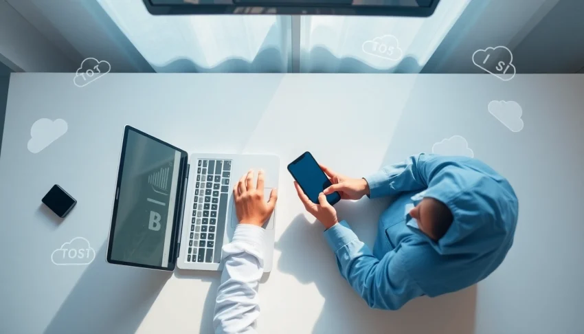 Visual representation of file sharing in action on modern devices, emphasizing connectivity and ease of use.