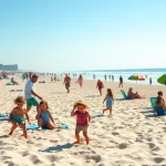Families enjoying a sunny day at the beach at https://myrtlebeachsc.com/, capturing summer fun and relaxation.