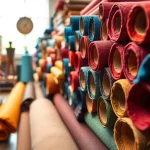 Bekijk canvas stof per meter in een kleurrijke stoffenzaak met fraaie texturen.