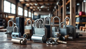 Freelock Lösungen auf einem Holztisch, detaillierte Betrachtung hochwertiger Schlösser.
