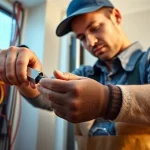 Electrician providing electrical services vancouver in a modern home setting.