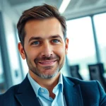 Dinis Guarda, a prominent thought leader, presents his vision in a modern office setting.