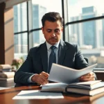 Consulting Boca Raton Real Estate Litigation Lawyer in a professional office.