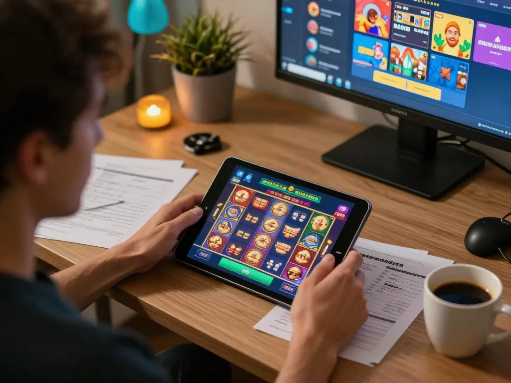 Experience thrilling games on the tr88 homepage with engaging online slots interface on a tablet
