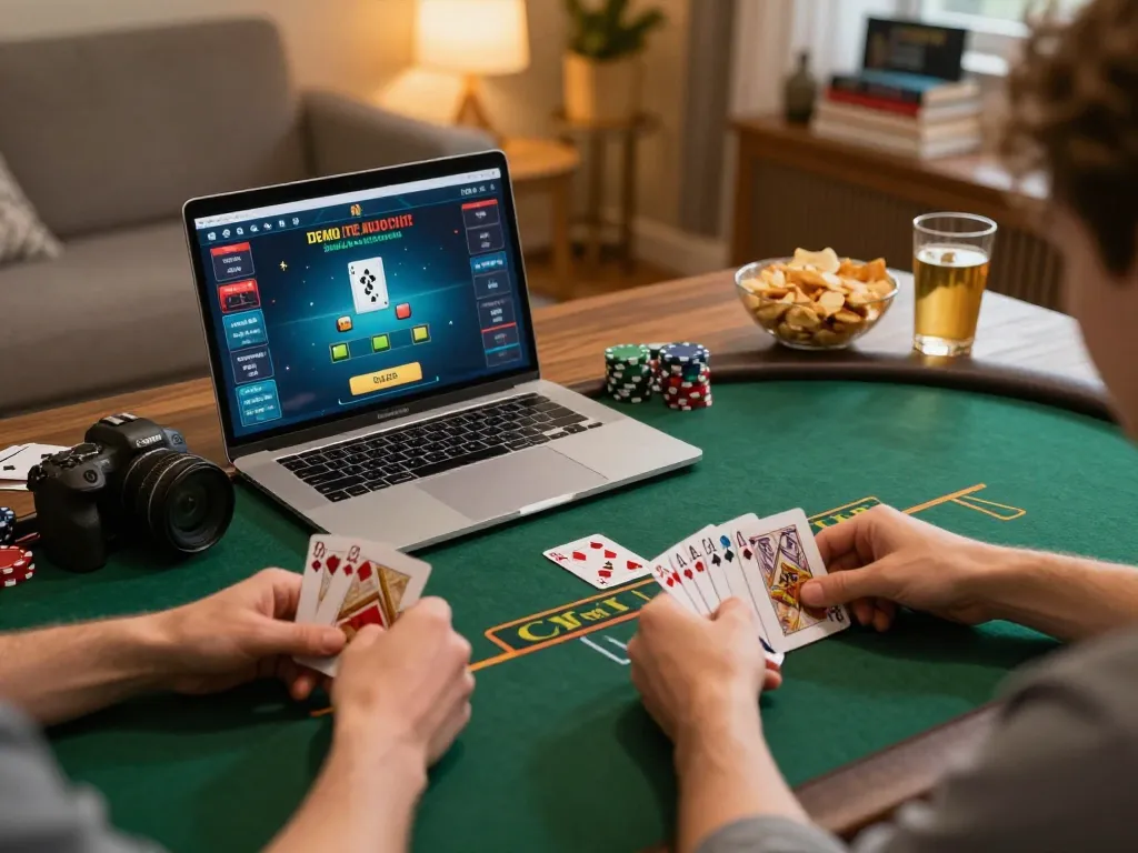 Engaging online poker game showing hands placing bets, ideal for open888 gambling strategy.