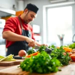 Engaging cooking scene at dishfacts.com featuring fresh ingredients and a professional chef.