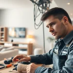 Electrician delivering high-quality electrical services Vancouver in a modern home.